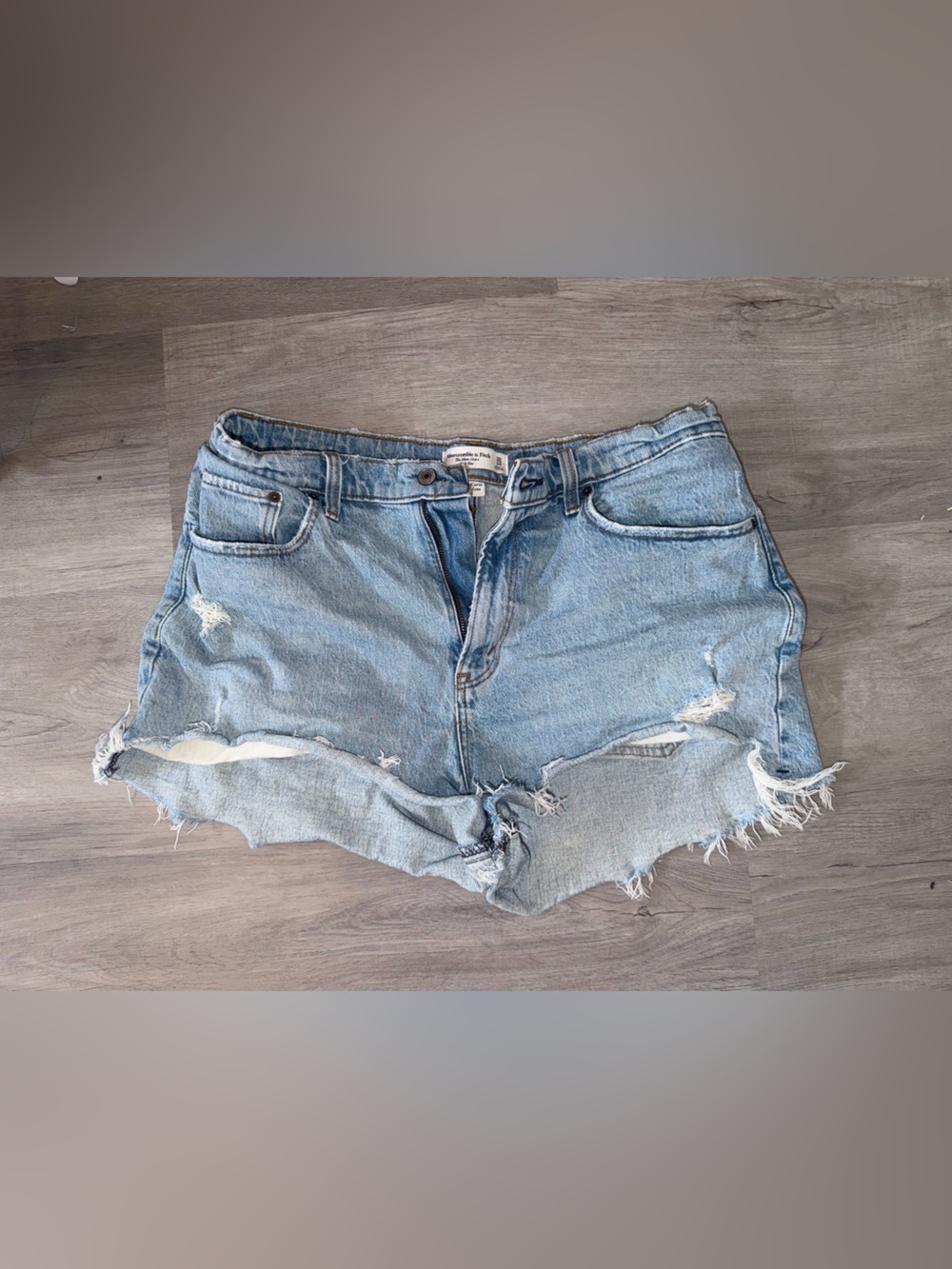 Abercrombie & Fitch Light Blue Distressed Denim Cutoff Shorts